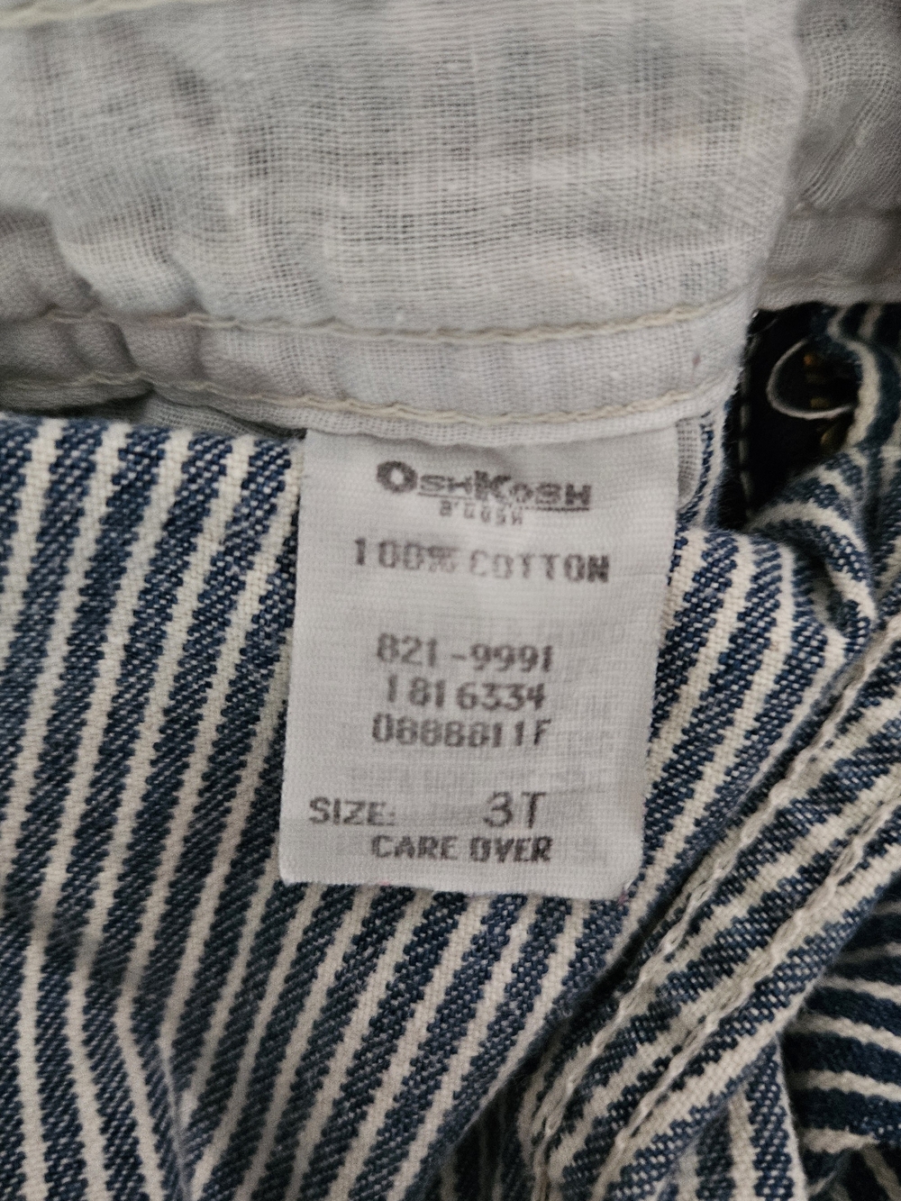 OshKosh B'gosh Blue & White Striped Kids Overalls - Picture 8 of 9